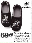  Sharks Men's Open/Closed-Back Slippers-Per Pair