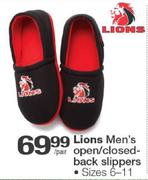 Lions Men's Open/Closed-Back Slippers-Per Pair