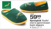 Springbok Youth/Men's Open/Closed Back Slippers-Per Pair