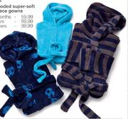 Boys' Hooded Super-Soft Coral-Fleece Gowns(3-24 Months)-Each