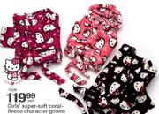 Hello Kitty Girls' Super-Soft Coral-Fleece Character Gowns(2-7 Years)-Each