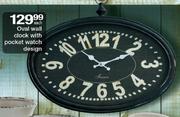 Oval Wall Clock With Pocket Watch Design-Each