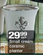 Small Cream Creamic Planter-Each