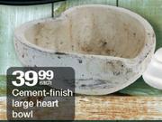 Cement-Finish Large Heart Bowl-Each