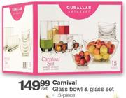 Carnival Glass Bowl & Glass Set 15 Piece-Per Set