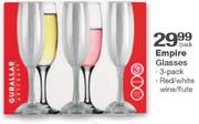 Empire Glasses 3 Pack Red/White Wine/Flute-Per Pack