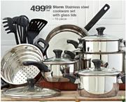 Storm Stainless Steel Cookare Set With Glass Lids-15 Piece Each