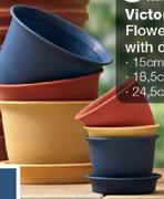 Victoria 18.5cm Flower Pots With Drip Tray
