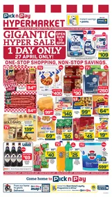 Pick n Pay Hypermarket Gauteng, North West & Free State : Gigantic Hyper Sale (27 April 2026 Only!)