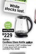 Salton 1.7Ltr Cordless Glass Kettle 