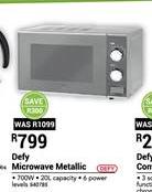 Defy 20Ltr Microwave Metallic
