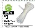 Cable Ties CV-100W 10 Pack-100 x 2.5mm