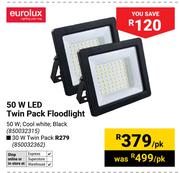 Eurolux 50W LED Twin Pack Floodlight 850032315-Per Pack