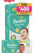 Pampers Baby Dry Jumbo Pack Disposable Nappies-For 2
