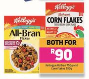 Kellogg's All Bran 750g & Corn Flakes 750g-Both For