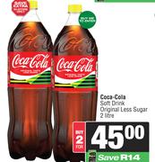 Coca-Cola Soft Drink Original Less Sugar-For 2 x 2Ltr