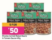 Rhodes Canned Baked Beans In Tomato Sauce-For 5 x 410g