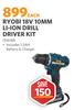 Ryobi 18V 10MM Li-Ion Kit Driver Kit 1316188