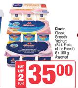 Clover Classic Smooth Yoghurt-For 2 x 6 x 100g