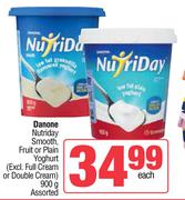Danone Nutriday Smooth,Fruit Or Plain Yoghurt-900g