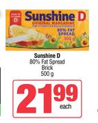 Sunshine D 80% Fat Spread Brick-500g