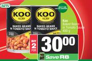Koo Baked Beans In Tomato Sauce-For 2 x 400g