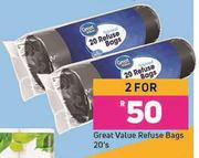 Great Value Refuse Bags-For 2 x 20's