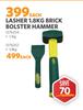 Lasher 1.8kg Brick Bolster Hammer 1276254-Each