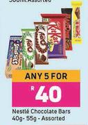 Nestle Chocolate Bars Assorted-For Any 5 x 40g-55g