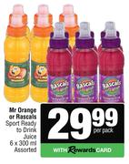 Mr Orange Or Rascals Sport Ready To Drink Juice-6 x 300ml Per Pack