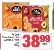 All Gold Smooth Apricot Or Apricot & Peach Jam-900g
