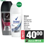 Shield Anti-Perspirant Roll On For Men Or Women Assorted-For Any 2 x 50ml