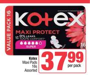 Kotex Maxi Pads Assorted-16s Per Pack