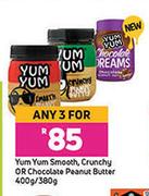 Yum Yum Smooth Crunchy Or Chocolate Peanut Butter-For Any 3 x 400g/380g