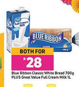 Blue Ribbon Classic White Bread 700g Plus Great Value Full Cream Milk 1L-Both For