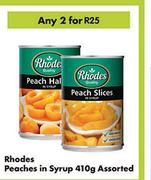 Rhodes Peaches In Syrup Assorted-For Any 2 x 410g