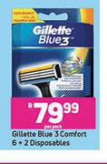 Gillette Blue 3 Comfort 6 + 2 Disposables-Per Pack