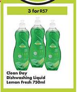 Clean Day Dshwashing Liquid Lemon Fresh-For 3 x 750ml