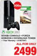 Xbox 360 500GB Console+ Forza Horizon 2 Download Token