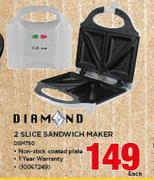 Diamond 2 Slice Sandwich Maker DSM750-Each