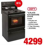 Defy 81Ltr 4 Plate Kitchenaire Stove DSS494
