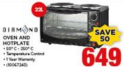 Diamond 22L Oven And Hotplate