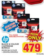 HP Black & Colour Cartridge Bundle 650/652 BLK & Color-Per Bundle