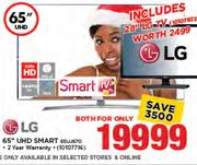 LG 65” UHD Smart + LG 28” TV-For Both
