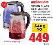 Mellerware Vision 1.7Ltr Glass Kettle-Each