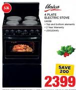 Univa 53Ltr 4 Plate Electric Stove U405B