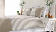 Embellished Linen Stripe Double Duvet Cover