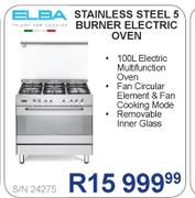 Elba Stainless Steel 5 Burner Electric Oven S/N24275