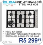 Elba 5 Burner Stainless Steel Gas Hob S/N7099