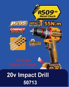 Ingco 20V Impact Drill Metal Chuck50713